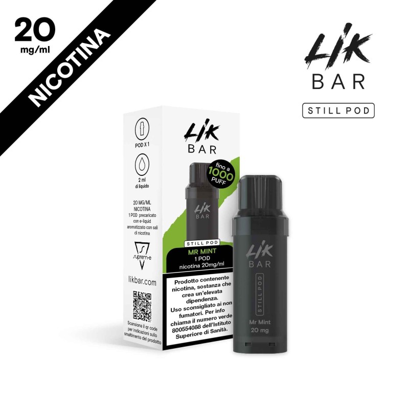 LIK BAR STILL POD - MR MINT - NICOTINA 20 LIK BAR STILL POD - MR MINT - NICOTINA 20